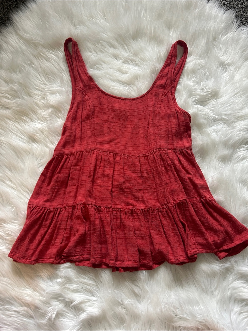American Eagle Outfitters Brick Red Tiered Scoop Neck Tank